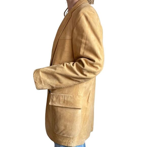 Vintage Mens 1960s Tan Brown Micro Suede Leather Blazer Western Sport Coat Sz L - Picture 7 of 10
